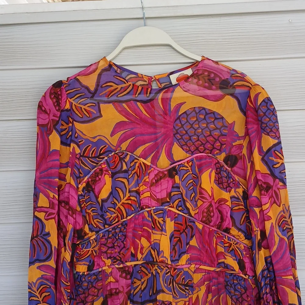 Farm Rio Print Ruffled  Multicolor Women's Dress - Picture 5 of 10